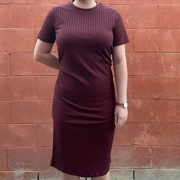 Burgundy Midi T-Shirt Dress - Picture 1 of 1